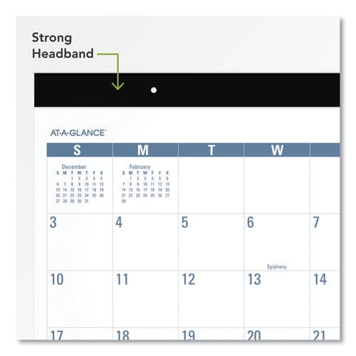 AT-A-GLANCE Easy-to-read Monthly Desk Pad 22 X 17 White/blue Sheets Black Binding Clear Corners 12-month (jan To Dec): 2023 - School