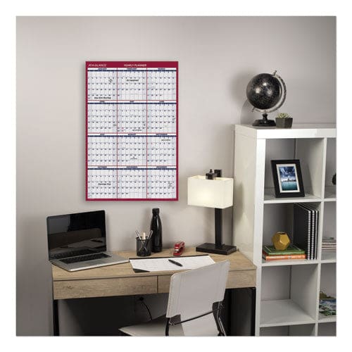 AT-A-GLANCE Erasable Vertical/horizontal Wall Planner 24 X 36 White/blue/red Sheets 12-month (jan To Dec): 2023 - School Supplies -