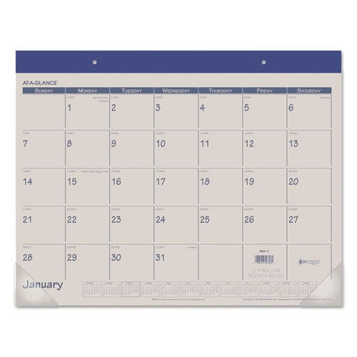 AT-A-GLANCE Fashion Color Desk Pad 22 X 17 Stone/blue Sheets Blue Binding Clear Corners 12-month (jan To Dec): 2023 - School Supplies -