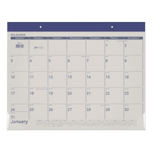 AT-A-GLANCE Fashion Color Desk Pad 22 X 17 Stone/blue Sheets Blue Binding Clear Corners 12-month (jan To Dec): 2023 - School Supplies -