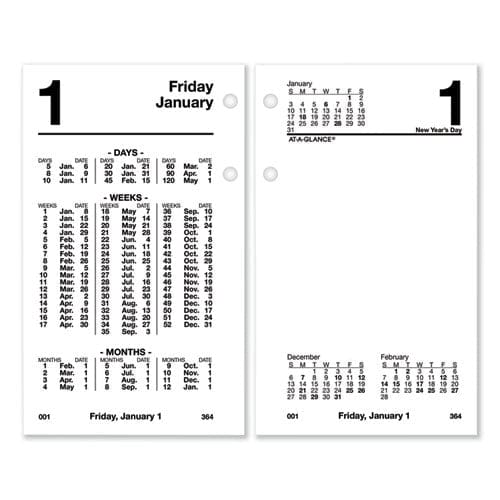 AT-A-GLANCE Financial Desk Calendar Refill 3.5 X 6 White Sheets 2023 - Office - AT-A-GLANCE®