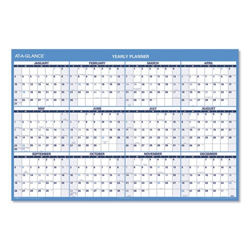 AT-A-GLANCE Horizontal Reversible/erasable Wall Planner 48 X 32 White/blue Sheets 12-month (jan To Dec): 2023 - School Supplies -
