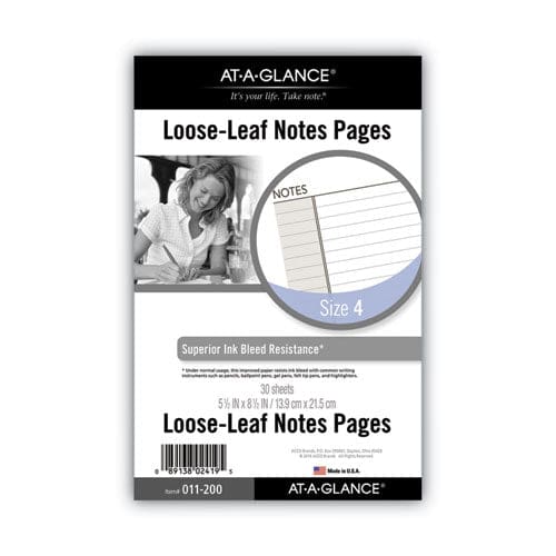 AT-A-GLANCE Lined Notes Pages For Planners/organizers 8.5 X 5.5 White Sheets Undated - School Supplies - AT-A-GLANCE®