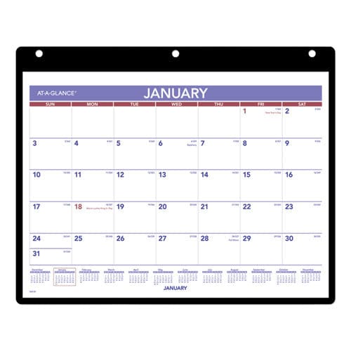 AT-A-GLANCE Monthly Desk/wall Calendar With Plastic Backboard And Bonus Pages 11 X 8 White/violet/red Sheets 12-month (jan-dec): 2023 -