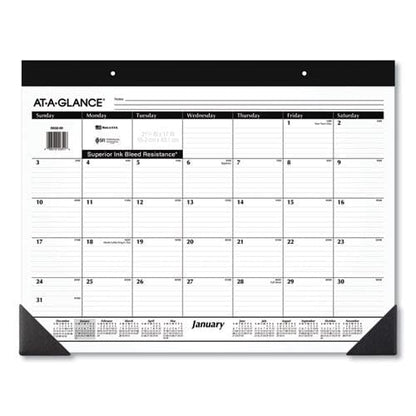 AT-A-GLANCE Monthly Refillable Desk Pad 22 X 17 White Sheets Black Binding Black Corners 12-month (jan To Dec): 2023 - School Supplies -