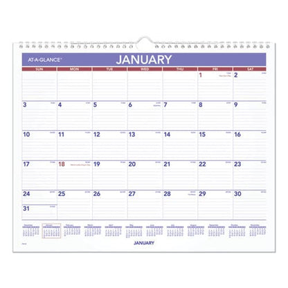 AT-A-GLANCE Monthly Wall Calendar 15 X 12 White/red/blue Sheets 12-month (jan To Dec): 2023 - School Supplies - AT-A-GLANCE®