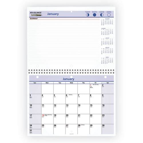 AT-A-GLANCE Quicknotes Desk/wall Calendar 3-hole Punched 11 X 8 White/blue/yellow Sheets 12-month (jan To Dec): 2023 - School Supplies -