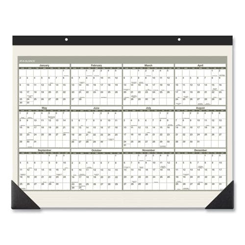 AT-A-GLANCE Recycled Monthly Desk Pad 22 X 17 Sand/green Sheets Black Binding Black Corners 12-month (jan To Dec): 2023 - School Supplies -