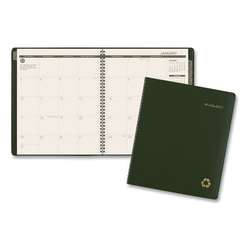 AT-A-GLANCE Recycled Monthly Planner 11 X 9 Green Cover 13-month (jan To Jan): 2023 To 2024 - School Supplies - AT-A-GLANCE®