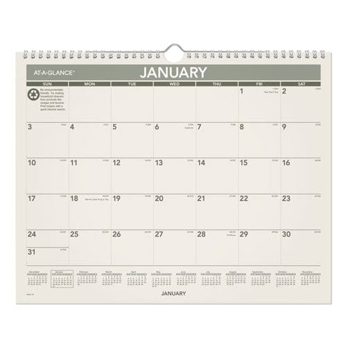 AT-A-GLANCE Recycled Wall Calendar Unruled Blocks 15 X 12 Sand/green Sheets 12-month (jan To Dec): 2023 - School Supplies - AT-A-GLANCE®