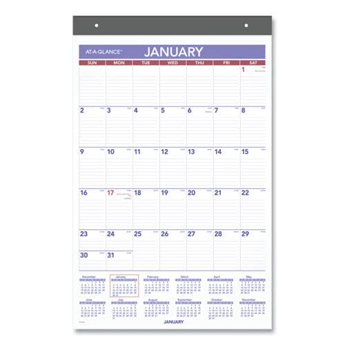 AT-A-GLANCE Repositionable Wall Calendar 15.5 X 22.75 White/blue/red Sheets 12-month (jan To Dec): 2023 - School Supplies - AT-A-GLANCE®