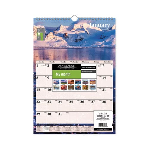 AT-A-GLANCE Scenic Monthly Wall Calendar Scenic Landscape Photography 12 X 17 White/multicolor Sheets 12-month (jan To Dec): 2023 - School