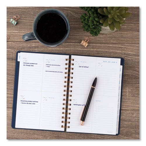 AT-A-GLANCE Signature Collection Firenze Navy Weekly/monthly Planner 8.5 X 5.5 Navy Cover 13-month (jan To Jan): 2023 To 2024 - School