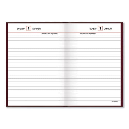 AT-A-GLANCE Standard Diary Daily Reminder Book 2023 Edition Medium/college Rule Red Cover (201) 7.5 X 5.13 Sheets - School Supplies -