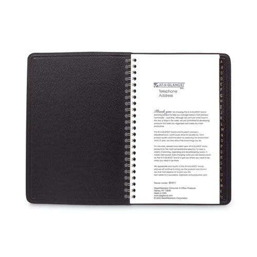 AT-A-GLANCE Telephone/address Book 4.78 X 8 Black Simulated Leather 100 Sheets - Office - AT-A-GLANCE®