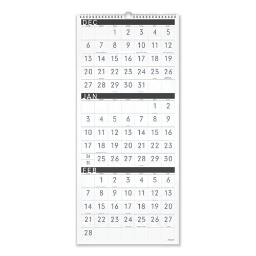 AT-A-GLANCE Three-month Reference Wall Calendar Contemporary Artwork/formatting 12 X 27 White Sheets 15-month (dec-feb): 2022 To 2024 -
