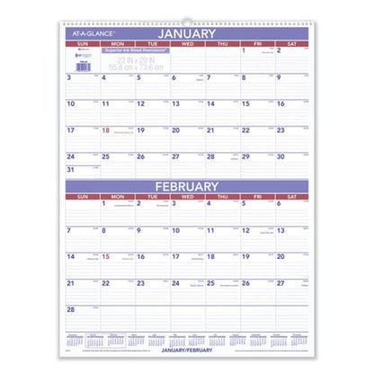 AT-A-GLANCE Two-month Wall Calendar 22 X 29 White/blue/red Sheets 12-month (jan To Dec): 2023 - School Supplies - AT-A-GLANCE®
