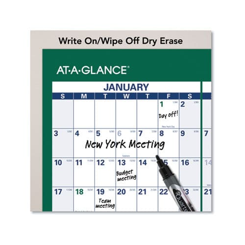 AT-A-GLANCE Vertical Erasable Wall Planner 24 X 36 White/green Sheets 12-month (jan To Dec): 2023 - School Supplies - AT-A-GLANCE®