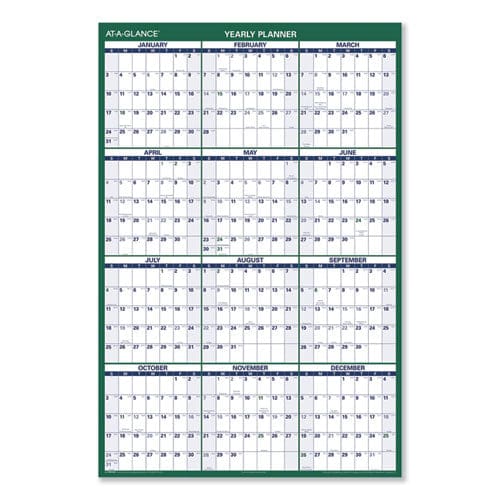AT-A-GLANCE Vertical Erasable Wall Planner 32 X 48 White/green Sheets 12-month (jan To Dec): 2023 - School Supplies - AT-A-GLANCE®