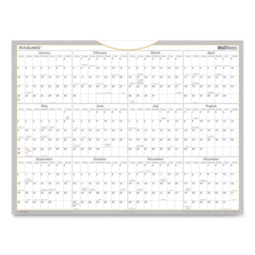 AT-A-GLANCE Wallmates Self-adhesive Dry Erase Yearly Planning Surfaces 24 X 18 White/gray/orange Sheets 12-month (jan To Dec): 2023 - School