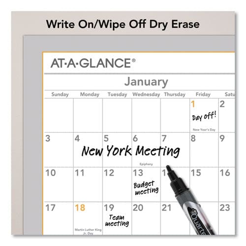 AT-A-GLANCE Wallmates Self-adhesive Dry Erase Yearly Planning Surfaces 24 X 18 White/gray/orange Sheets 12-month (jan To Dec): 2023 - School