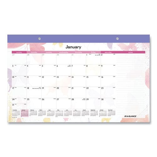 At-A-Glance Watercolors Monthly Desk Pad Calendar Watercolor Artwork 17.75 X 11 Purple Binding/clear Corners 12-month (jan-dec): 2023 -