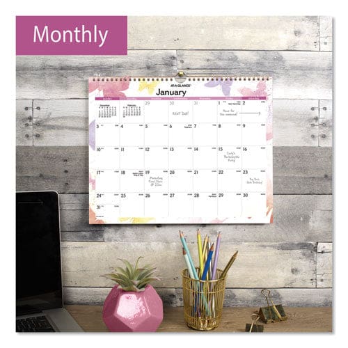 AT-A-GLANCE Watercolors Recycled Monthly Wall Calendar Watercolors Artwork 15 X 12 White/multicolor Sheets 12-month (jan-dec): 2023 - School