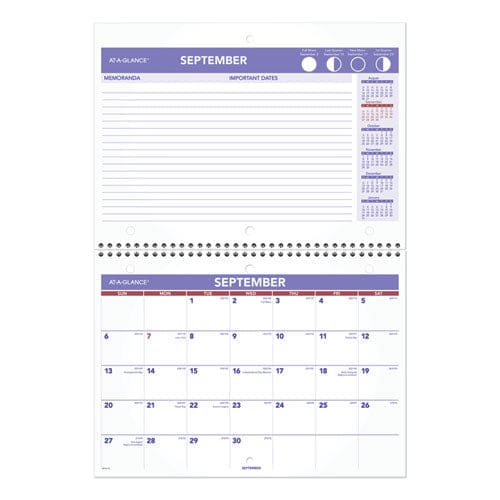 At-A-Glance Wirebound Monthly Desk/wall Calendar 11 X 8 White Sheets 16-month (sept To Dec): 2022 To 2023 - School Supplies - AT-A-GLANCE®