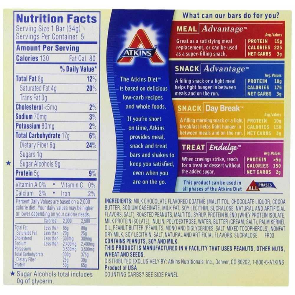 ATKINS Atkins Endulge Caramel Nut Chew Treat Bar 5 Bars (1.2 Oz Each), 6 Oz