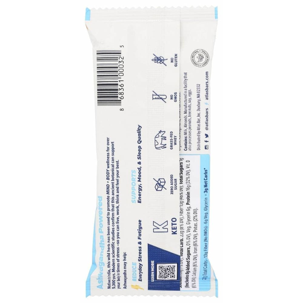 ATLAS BARS Grocery > Refrigerated ATLAS BARS: Vanilla Almond Chai Protein Bar, 1.9 oz