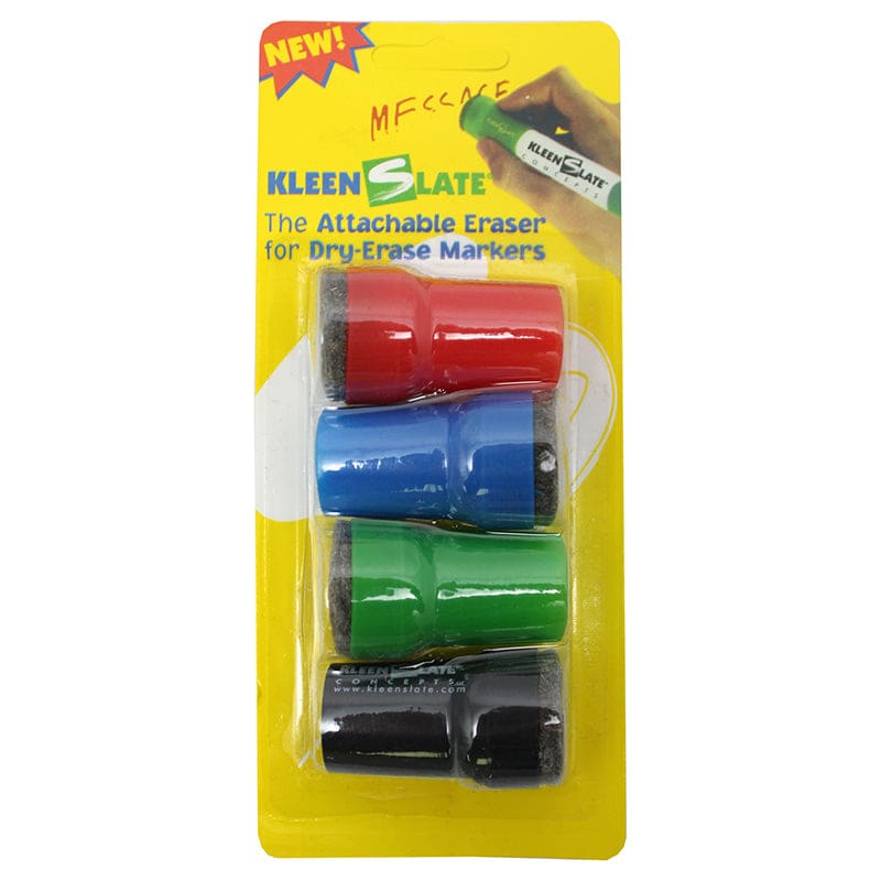 Attachable Erasers For Dry Erase Lrg Barrel Marker 4Pk Carded (Pack of 12) - Erasers - Kleenslate Concepts Lp