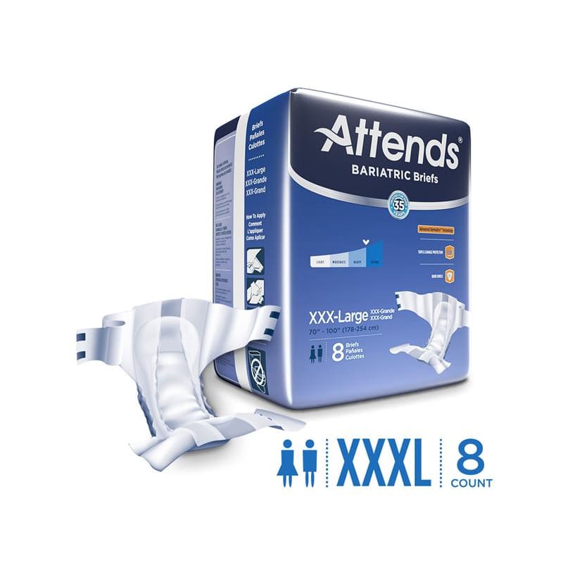 Attends Attends Bariatric Brief Xxx-Large Case of 32 - Incontinence >> Briefs and Diapers - Attends