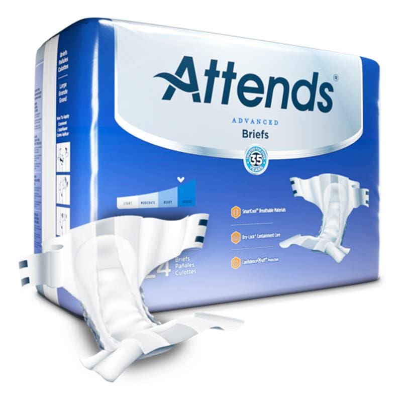 Attends Brief Dermadry Complete Large Case of 72 - Incontinence >> Briefs and Diapers - Attends