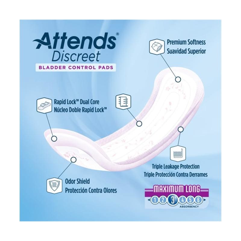 Attends Attends Discreet Maximum Pad Long Case of 10 - Item Detail - Attends