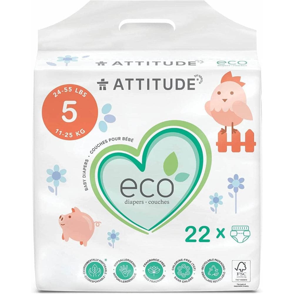 ATTITUDE Baby > Baby Diapers & Diaper Care ATTITUDE: Baby Junior Diaper Size 5, 22 un
