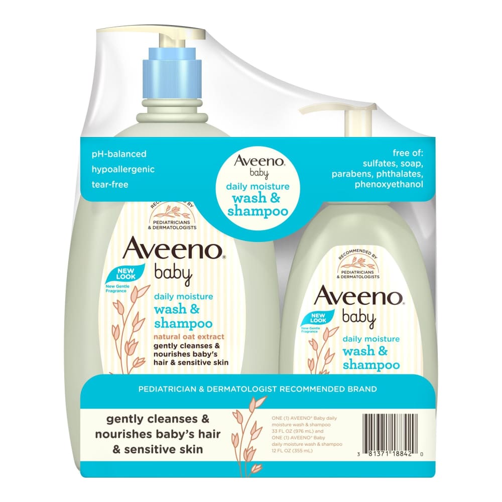 Aveeno Baby Gentle Wash & Shampoo with Natural Oat Extract 33 fl. oz./12 fl. oz. - Aveeno