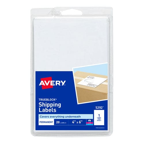 Avery 4 X 6 Shipping Labels With Trueblock Technology Inkjet/laser Printers 4 X 6 White 20/pack - Office - Avery®