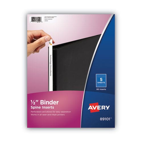 Avery Binder Spine Inserts 0.5 Spine Width 16 Inserts/sheet 5 Sheets/pack - Office - Avery®