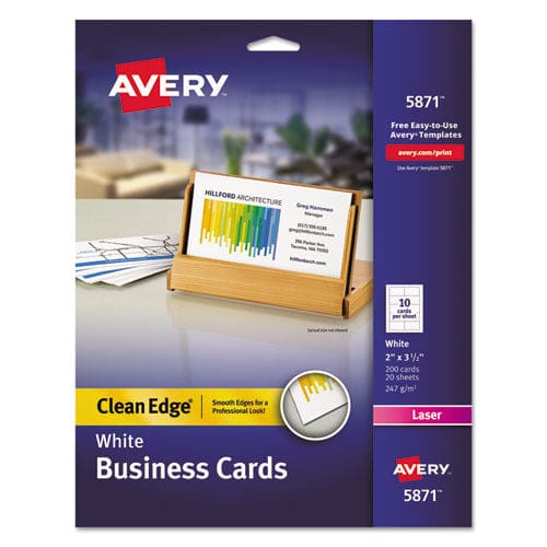 Avery Clean Edge Business Card Value Pack Laser 2 X 3.5 White 2,000 Cards 10 Cards/sheet 200 Sheets/box - Office - Avery®