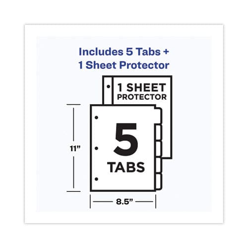 Avery Clear Easy View Plastic Dividers With Multicolored Tabs And Sheet Protector 5-tab 11 X 8.5 Clear 1 Set - School Supplies - Avery®