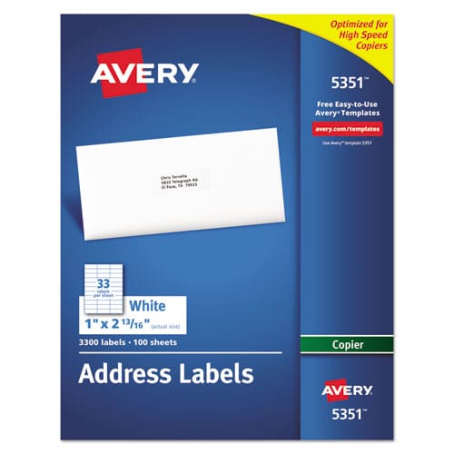 Avery Copier Mailing Labels Copiers 8.5 X 11 White 100/box - Office - Avery®