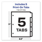 Avery Customizable Print-on Dividers 3-hole Punched 5-tab 11 X 8.5 White 1 Set - School Supplies - Avery®