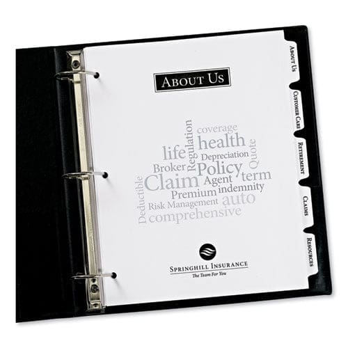 Avery Customizable Print-on Dividers 3-hole Punched 5-tab 11 X 8.5 White 25 Sets - School Supplies - Avery®