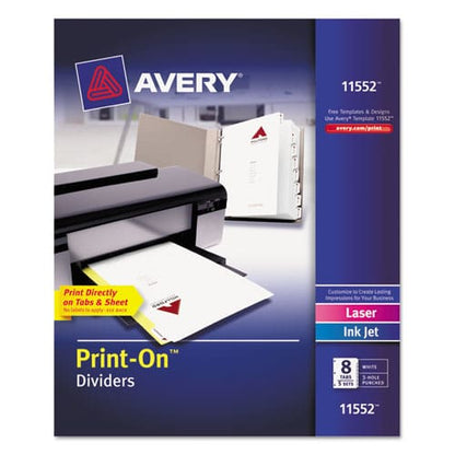 Avery Customizable Print-on Dividers 3-hole Punched 8-tab 11 X 8.5 White 5 Sets - School Supplies - Avery®