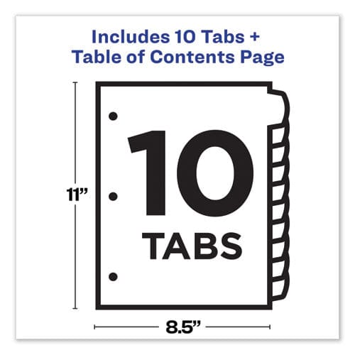 Avery Customizable Table Of Contents Ready Index Dividers With Multicolor Tabs 10-tab 1 To 10 11 X 8.5 Translucent 1 Set - Office - Avery®