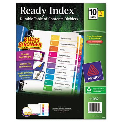 Avery Customizable Table Of Contents Ready Index Dividers With Multicolor Tabs 10-tab 1 To 10 11 X 8.5 White 3 Sets - Office - Avery®