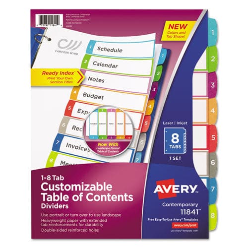 Avery Customizable Table Of Contents Ready Index Dividers With Multicolor Tabs 5-tab 1 To 5 11 X 8.5 White 3 Sets - Office - Avery®