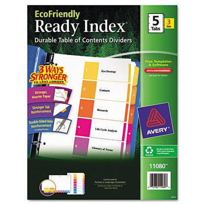 Avery Customizable Table Of Contents Ready Index Dividers With Multicolor Tabs 5-tab 1 To 5 11 X 8.5 White 3 Sets - Office - Avery®