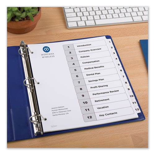 Avery Customizable Toc Ready Index Black And White Dividers 12-tab 1 To 12 11 X 8.5 1 Set - Office - Avery®