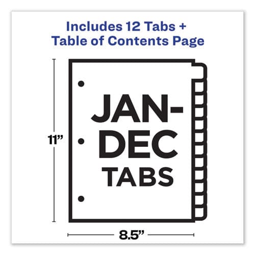 Avery Customizable Toc Ready Index Black And White Dividers 12-tab Jan. To Dec. 11 X 8.5 1 Set - Office - Avery®